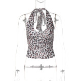 Printed Sexy Backless Lace-up Slim Tube Top Vest