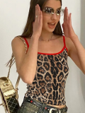 Fashion Print Sexy Leopard Sequined Suspender Tube Top Vest
