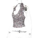 Printed Sexy Backless Lace-up Slim Tube Top Vest