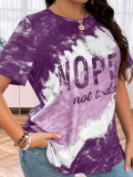Purple Oversized Round Neck Letter Print T-Shirt