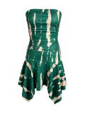 Green Fashion Sexy Stripe Printed Irregular Dress