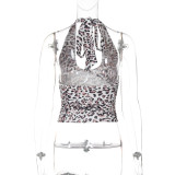 Printed Sexy Backless Lace-up Slim Tube Top Vest