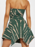 Green Fashion Sexy Stripe Printed Irregular Dress