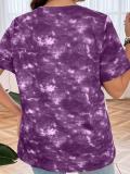Purple Oversized Round Neck Letter Print T-Shirt