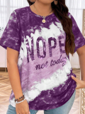 Purple Oversized Round Neck Letter Print T-Shirt