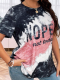 Black Oversized Round Neck Letter Print T-Shirt