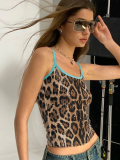 Fashion Print Sexy Leopard Sequined Suspender Tube Top Vest