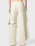 Apricot Three-Dimensional Bow Tube Top Vest Knot Wide-Leg Jeans Two-Piece Set