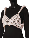 White Sexy Fashion Pearl Camisole