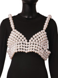 White Sexy Fashion Pearl Camisole