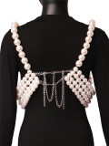 White Sexy Fashion Pearl Camisole