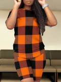 Round Neck Casual Printed Short-Sleeved Shorts Two-Piece Suit