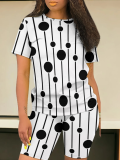 Round Neck Casual Printed Short-Sleeved Shorts Two-Piece Suit