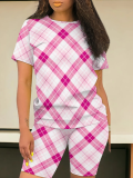 Round Neck Casual Printed Short-Sleeved Shorts Two-Piece Suit