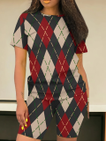 Round Neck Casual Printed Short-Sleeved Shorts Two-Piece Suit