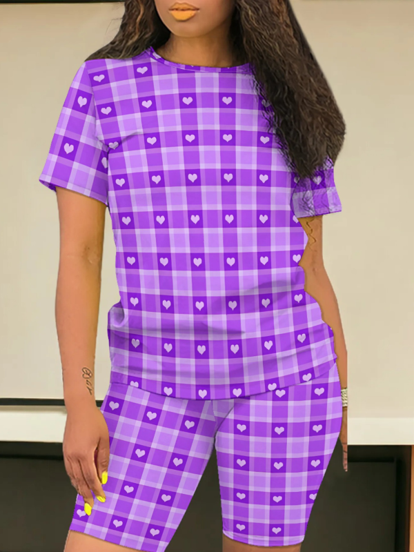 Round Neck Casual Printed Short-Sleeved Shorts Two-Piece Suit