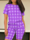 Round Neck Casual Printed Short-Sleeved Shorts Two-Piece Suit