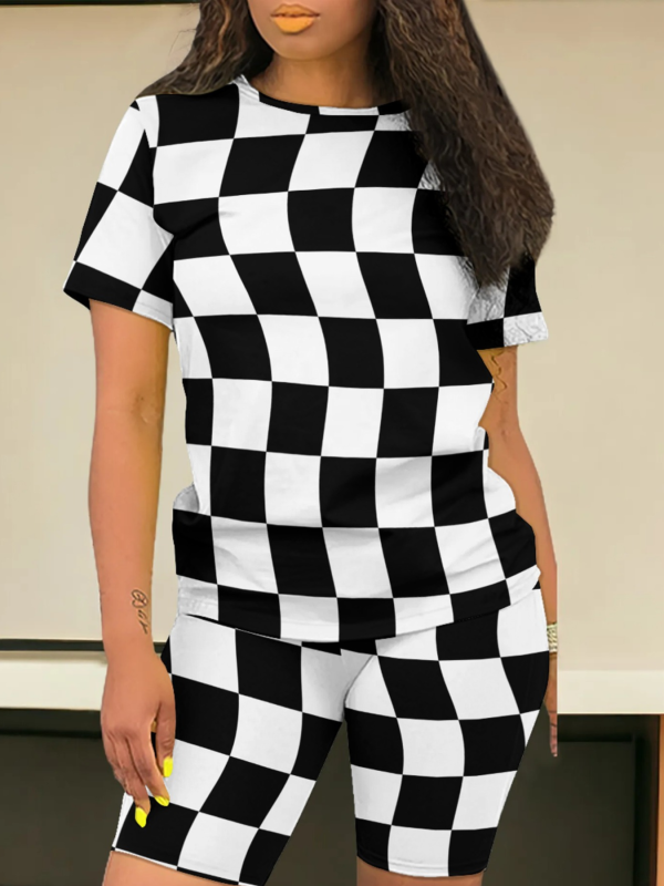Round Neck Casual Printed Short-Sleeved Shorts Two-Piece Suit