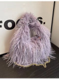 Purple Stylish Plush Crossbody Shoulder Handbag