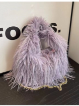 Purple Stylish Plush Crossbody Shoulder Handbag