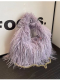 Purple Stylish Plush Crossbody Shoulder Handbag