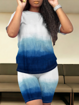 Personalized Tie-Dye Gradient Short-Sleeved Shorts Two-Piece Set