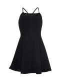 Black Sexy Suspender Waist Solid Color Dress