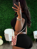 Black Tight Cropped Top Sports Shorts Two Piece Set
