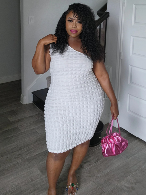 White Sexy Oblique Collar Solid Color Slim Hip Dress