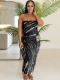 Black Sexy Slim Fit Tassel Tube Top Long Dress