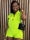 Fluorescent Green Lapel Three-Dimensional Pocket Sports Casual Two-Piece Suit