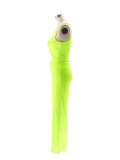 Fluorescent Green Fashion Casual Vest Slit Wide-Leg Pants Two-Piece Set