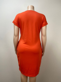 Orange Large Size Casual Loose Dress