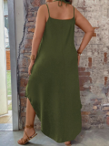 Dark Green Casual Holiday Style Suspender Beach Dress