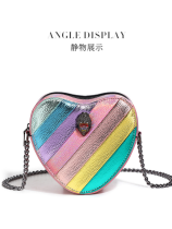 Heart-shaped Contrast Patchwork Chain Shoulder Crossbody Bag
