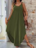 Dark Green Casual Holiday Style Suspender Beach Dress
