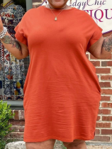 Orange Large Size Casual Loose Dress