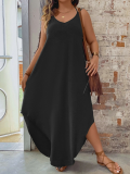 Black Casual Holiday Style Suspender Beach Dress