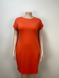 Orange Large Size Casual Loose Dress