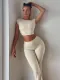 White Sexy Backless Short-Sleeved Top And High-Waisted Flared Pants Two-Piece Set