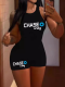 Black Fashion Sexy Letter Print Jumpsuit