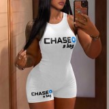 White Fashion Sexy Letter Print Jumpsuit