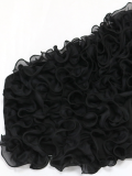 Black Fashion Solid Color Slant Shoulder Ruffle Short Top