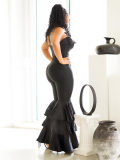 Black Wrap Chest Sleeveless Patchwork Wide Leg Jumpsuit