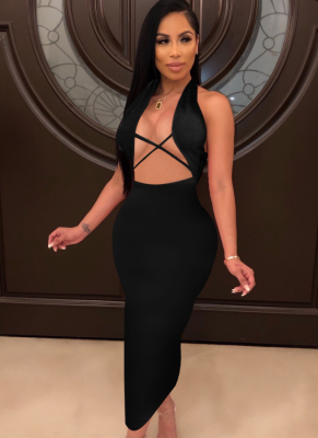 Sexy Halterneck Hollow Backless Dress