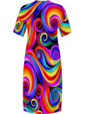 Fashion V-Neck Casual Printed Plus Size Dress