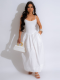White U-Neck Suspender Sexy Backless Dress