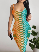 Fashion Casual Printed Women's Plus Size Dress