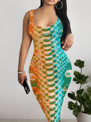 Fashion Casual Printed Women's Plus Size Dress