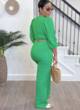 Solid Color Cardigan Long Sleeve Fashion Casual Trousers Two Piece Set